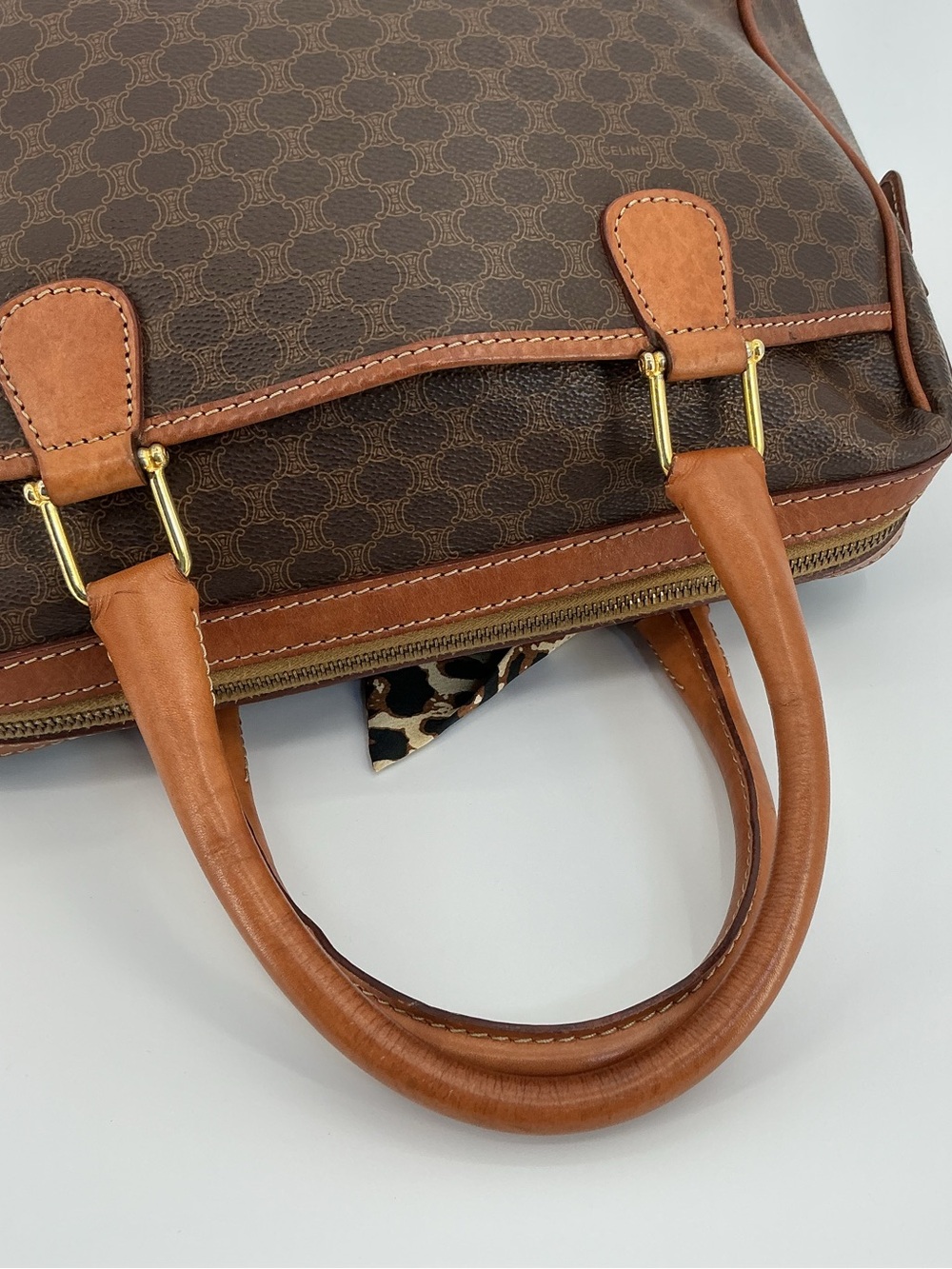 Celine Vintage Macadam Boston 35 Brown Monogram Leather Handbag - Picture 8 of 15